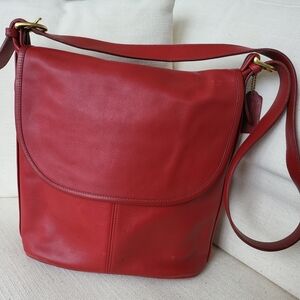 Vintage Coach Red Leather Flap Whitney Bag